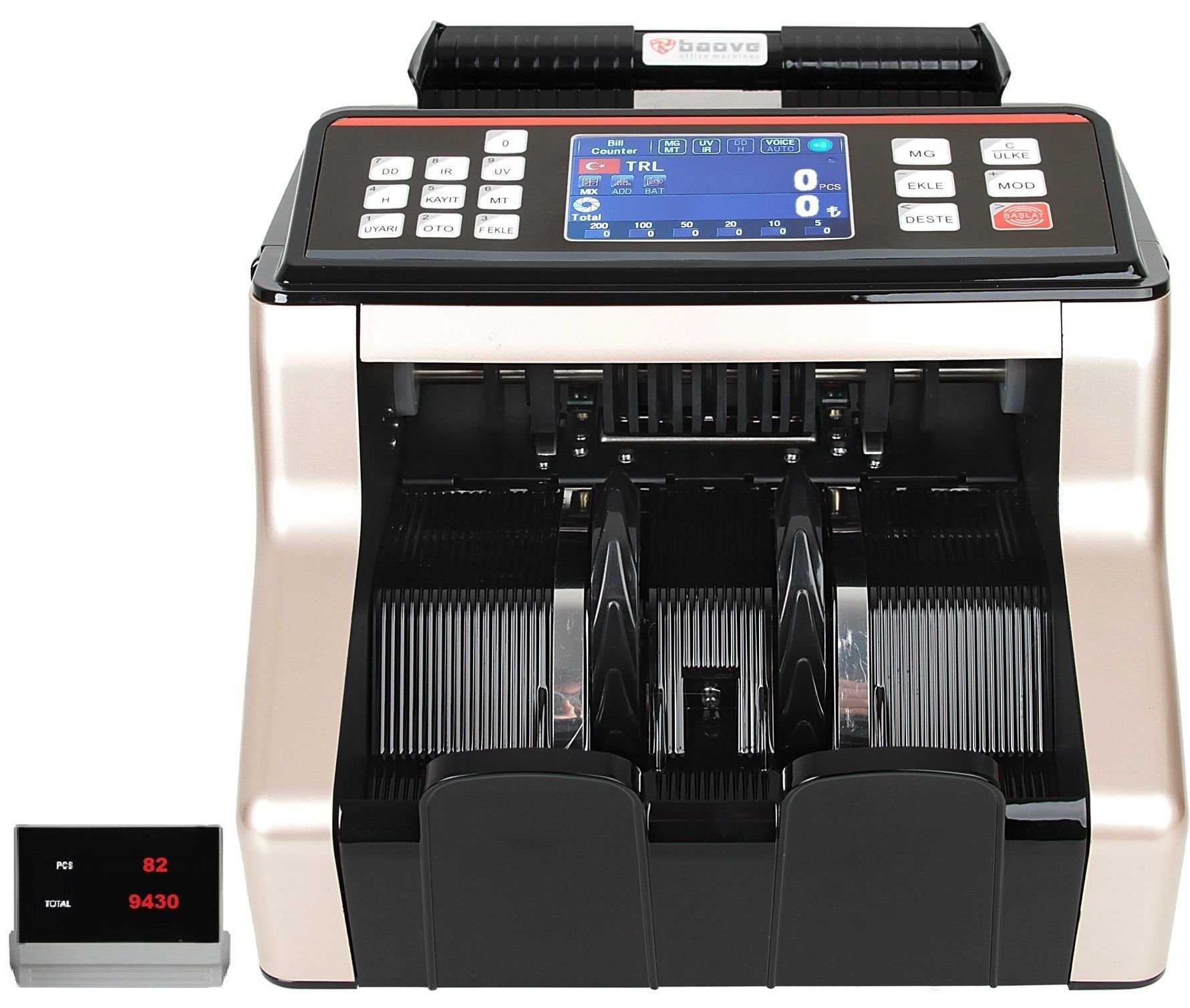 Baove GB8200G Karışık Para Sayma Makinesi - Sahte Para Yakalama - Türkçe Konuşma + Müşteri Ekranı