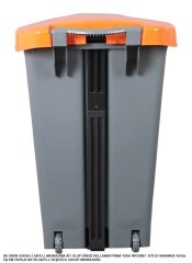 Safell Plastik Köşeli Pedallı Çöp Kovası 70 Lt - Tekerlekli - Pedallı Çöp Konteyneri - Gri Mavi