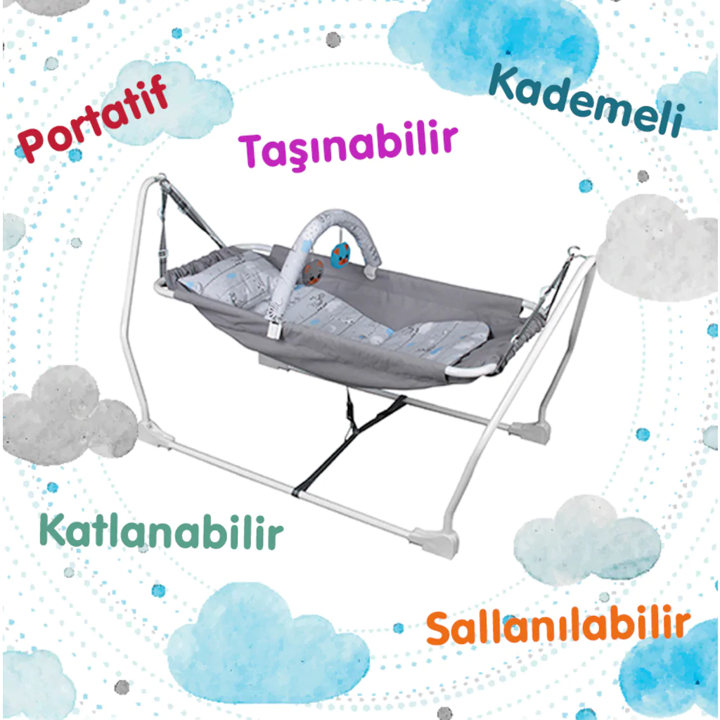 Norfolk Baby Sleep Oyuncaklı Sallanır Bebek Beşiği - Hamak Beşik - Sallanır Bebek Hamağı