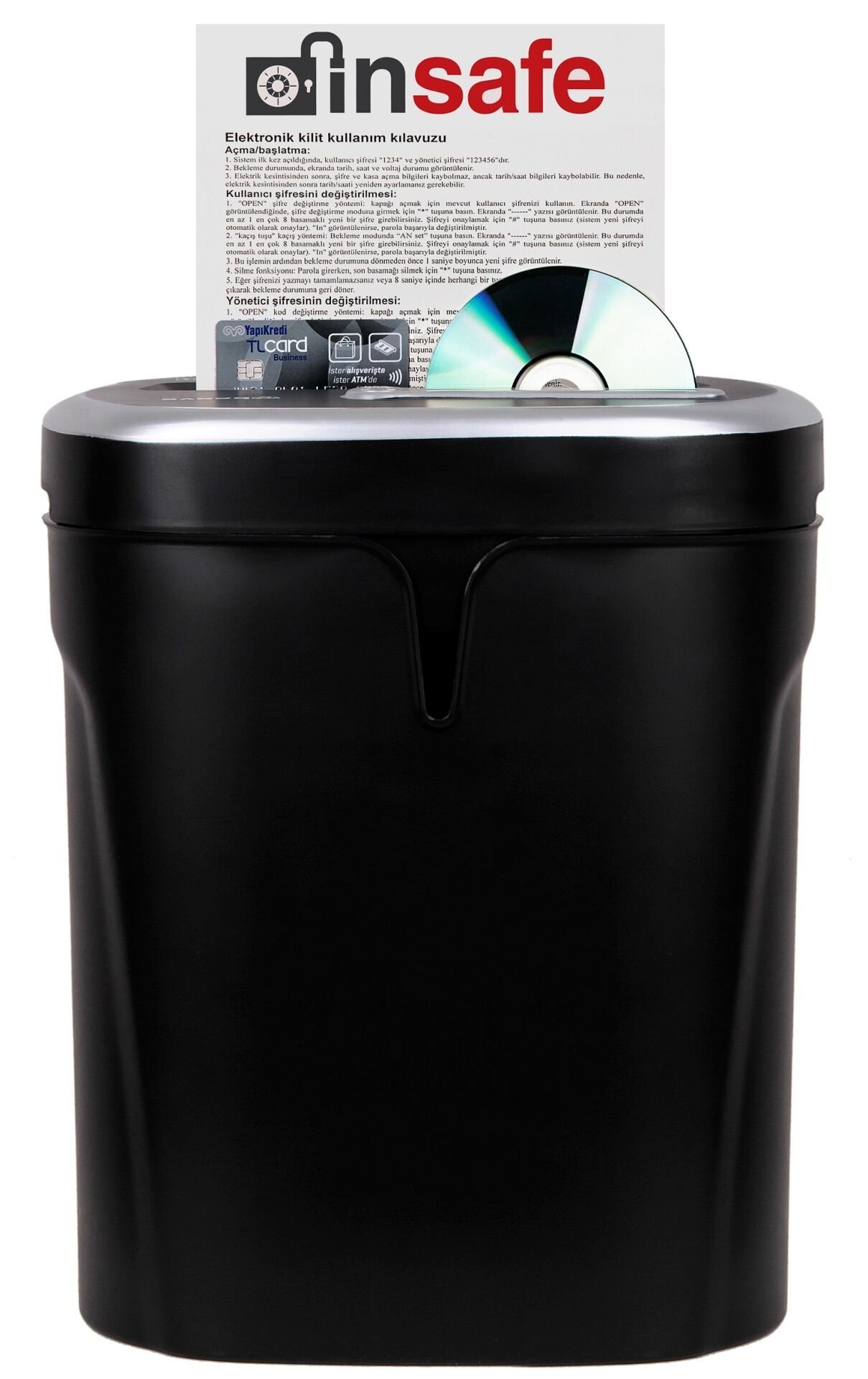 Baove PS725 Evrak İmha Makinesi ve Kağıt Kesme - Cd - Kredi Kartı İmha Makinesi - Çapraz Kesim - 20 Litre