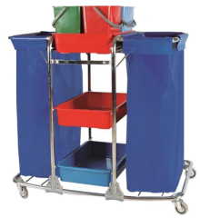 Safell SF3102 Çift Brandalı Krom Kat Toplama Ve Temizlik Arabası