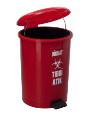 Safell Tıbbi Atık Kovası Pedallı - 30 litre - Tıbbi Atık Çöp Kovası KIRMIZI