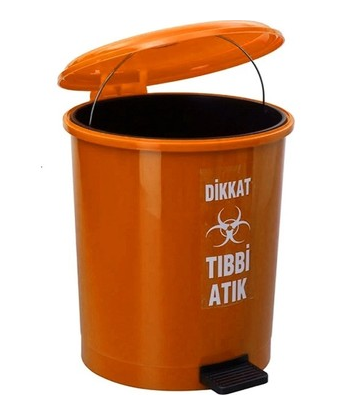 Safell Tıbbi Atık Kovası Pedallı - 30 litre - Tıbbi Atık Çöp Kovası TURUNCU