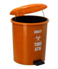Safell  Tıbbi Atık Kovası Pedallı - 40 litre - Tıbbi Atık Çöp Kovası TURUNCU