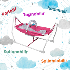 Norfolk Baby Sleep Oyuncaklı Sallanır Bebek Beşiği - Hamak Beşik - Sallanır Bebek Hamağı FUŞYA