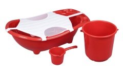 Muju muju Baby Shower Bebek Banyo Küveti - 4'lü Küvet Seti KIRMIZI