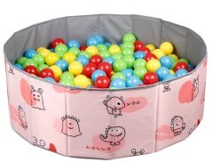 Baby Marine Katlanabilir Top Havuzu - Oyun Halısı + 150 Adet 4 Renk Top Hediye PEMBE