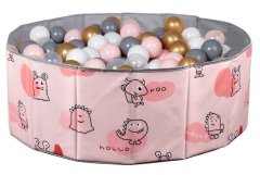 Baby Marine Katlanabilir Top Havuzu - Oyun Halısı + 150 Adet 5 Renk Top Hediye PEMBE