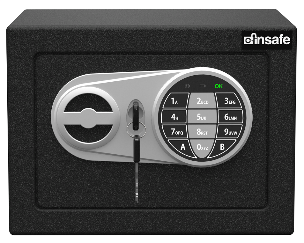 İnsafe ISCI17 Küçük Boy Dijital Çelik Kasa - Para Kasası - Değerli Eşya ve Mücevher Kasası SİYAH