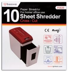 Baove PS820 Evrak İmha Makinesi ve Kağıt Kesme - Cd - Kredi Kartı İmha Makinesi - Çapraz Kesim - 15Litre