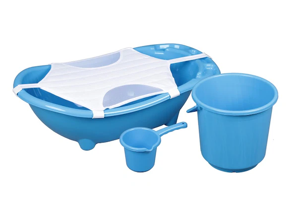 Muju muju Baby Shower Bebek Banyo Küveti - 4'lü Küvet Seti MAVİ