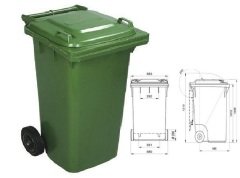 Safell  Çöp Konteyneri 240 lt Tekerlekli A+ Isiya Karşı Dayanıklı Yeşil Renk