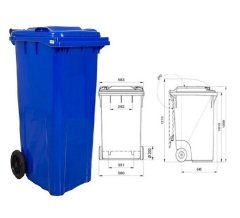 Safell  Çöp Konteyneri 120 lt Tekerlekli A+ Isiya Karşı Dayanıklı Mavi Renk