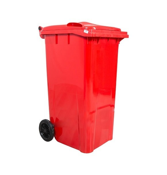 Safell Çöp Konteyneri 240 lt Tekerlekli A+ Isiya Karşı Dayanıklı Kırmızı