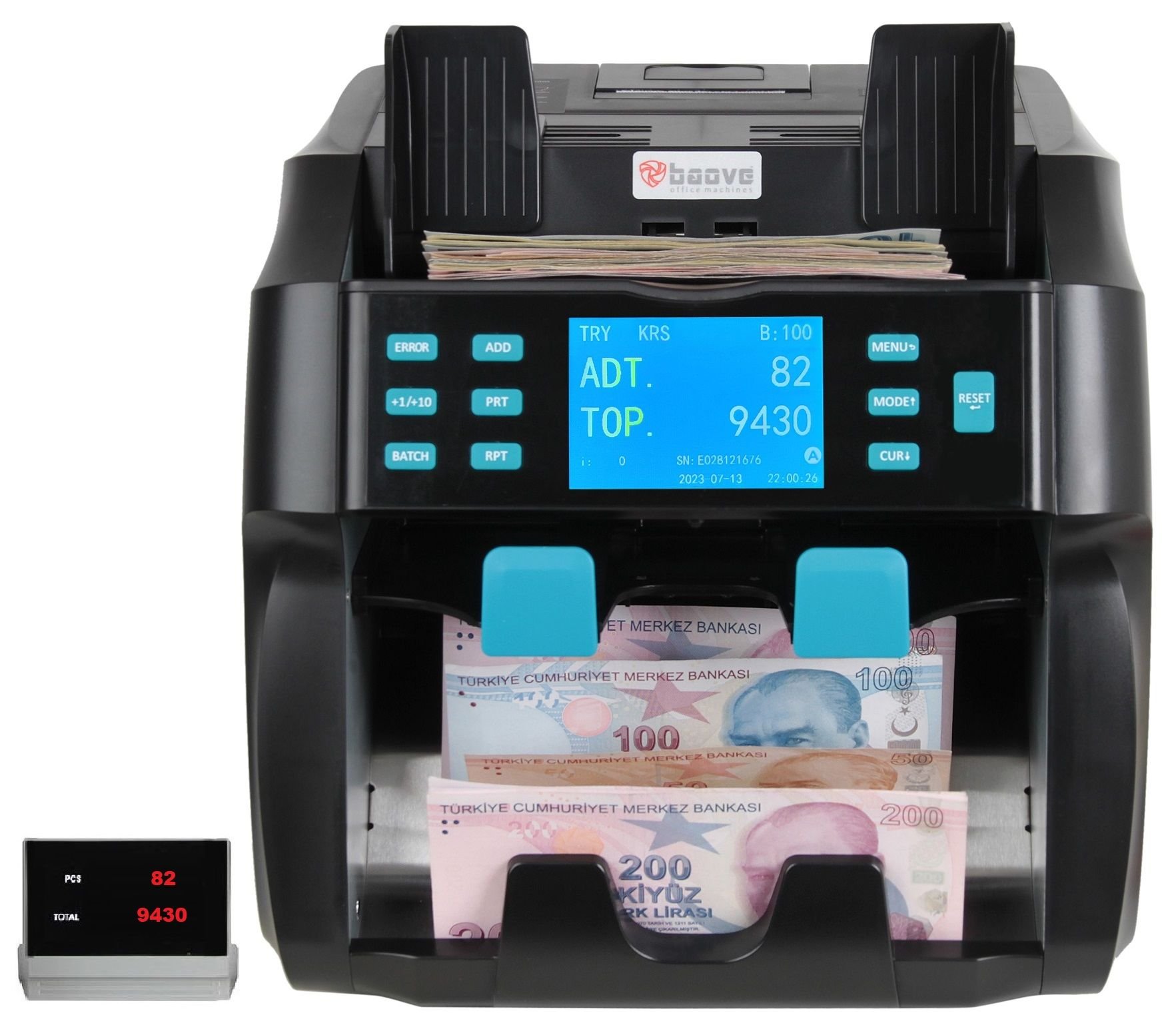 Baove GB9000 Pro Mix Çift Katlı Karışık Para Sayma Makinesi ve  Sahte Yakalama - Printer - Müşteri Ekranı