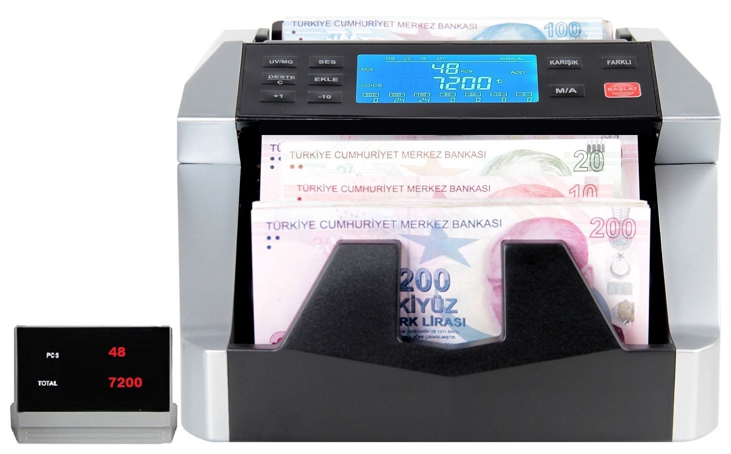 Baove GB7000S Karışık Para Sayma Makinesi - TL - Euro - Usd - Türkçe Sesli Uyarı + Müşteri Ekranı