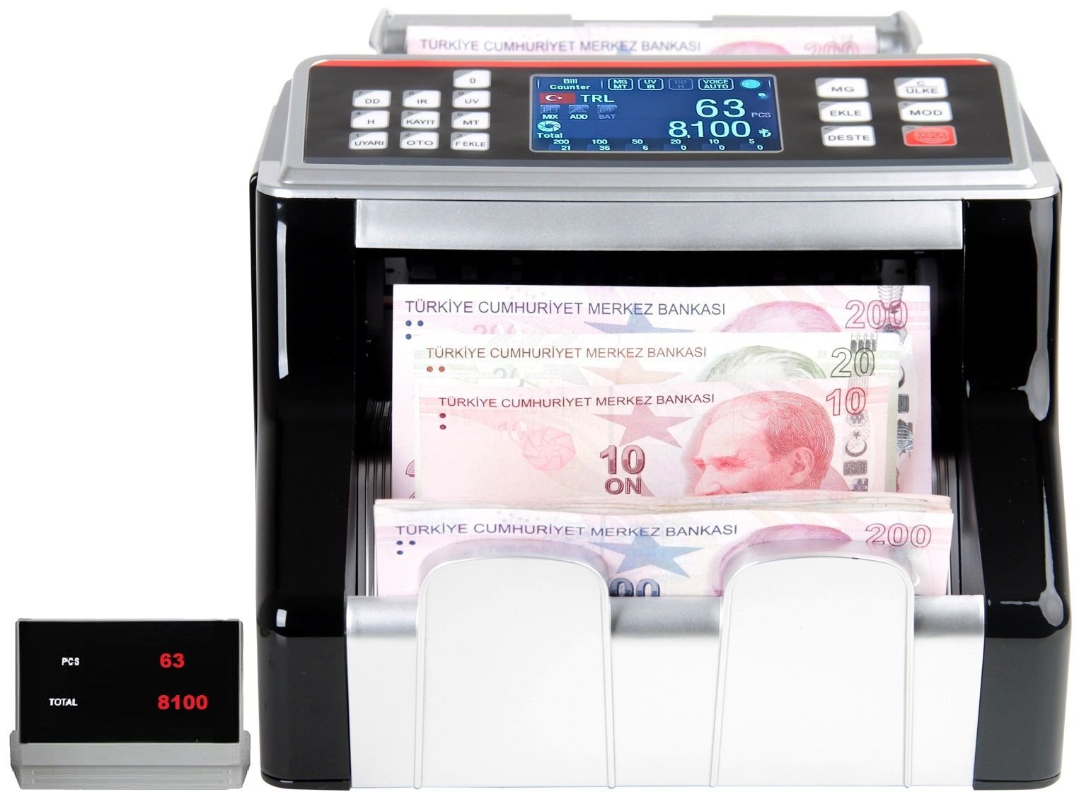Baove Karışık Para Sayma Makinesi - TL - Euro - Usd - Türkçe Sesli Uyarı + Müşteri Ekranı