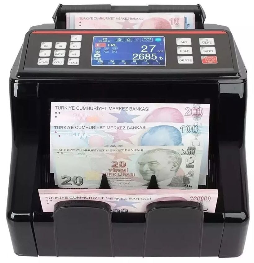 Hunter HI2200 Karışık Para Sayma Makinesi - Tl - Euro - Usd - Türkçe Sesli Uyarı + Müşteri Ekranı