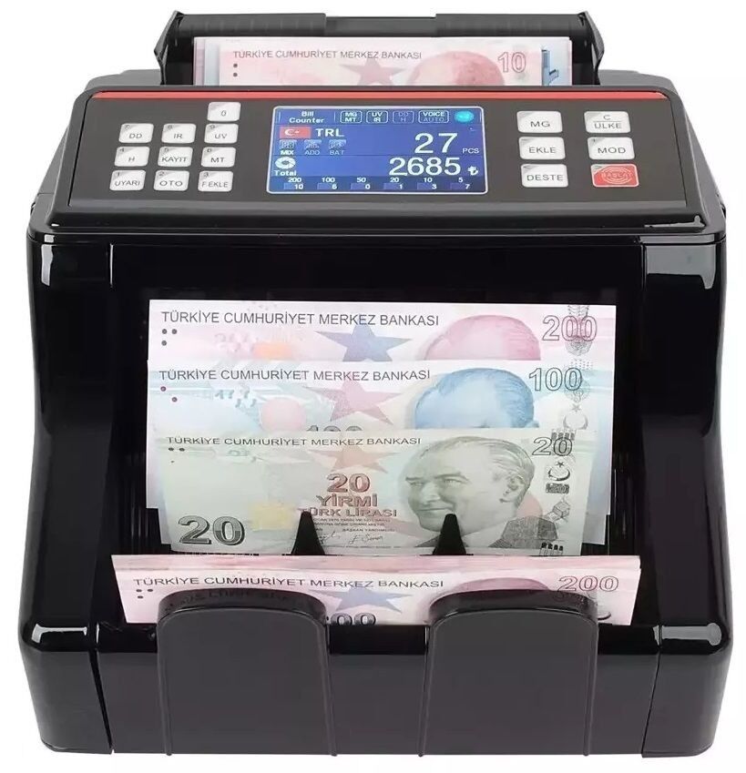 Hunter HI2200 Karışık Para Sayma Makinesi - Tl - Euro - Usd - Türkçe Sesli Uyarı + Müşteri Ekranı